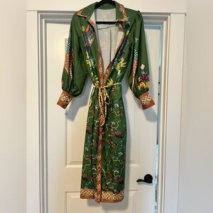 Green Floral Long Sleeve Dress